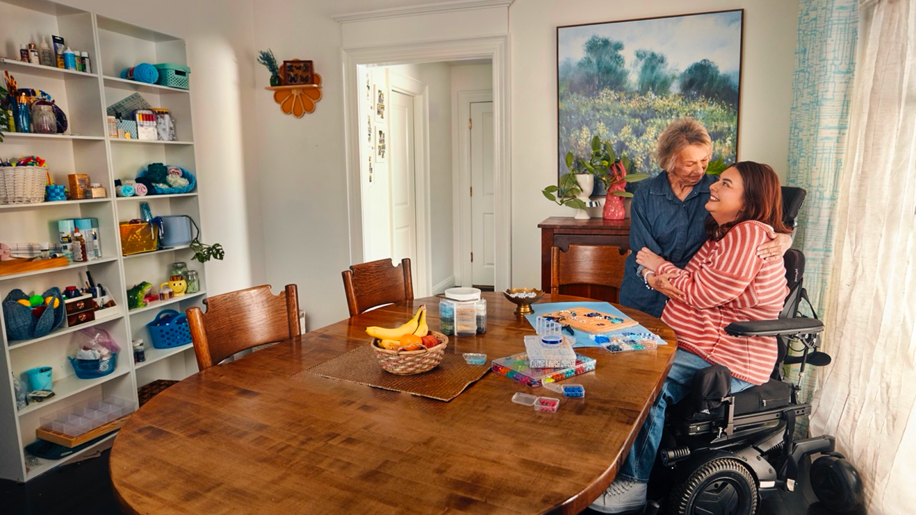 Alison making bracelets at home